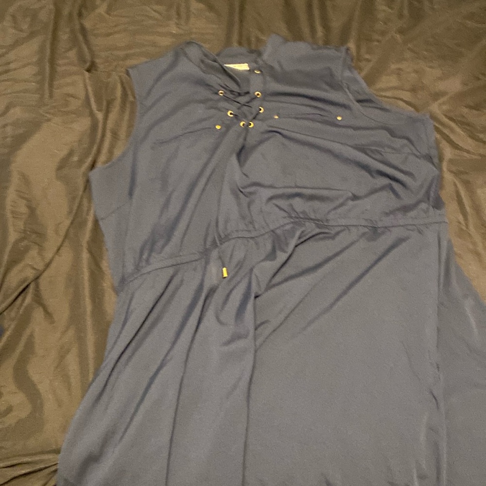 Blue flowy no sleeve dress